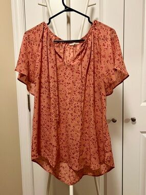 Maurices Orange Flutter Sleeve Blouse Relaxed Fit